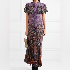 Anna Sui Silk Cape Maxi Dress